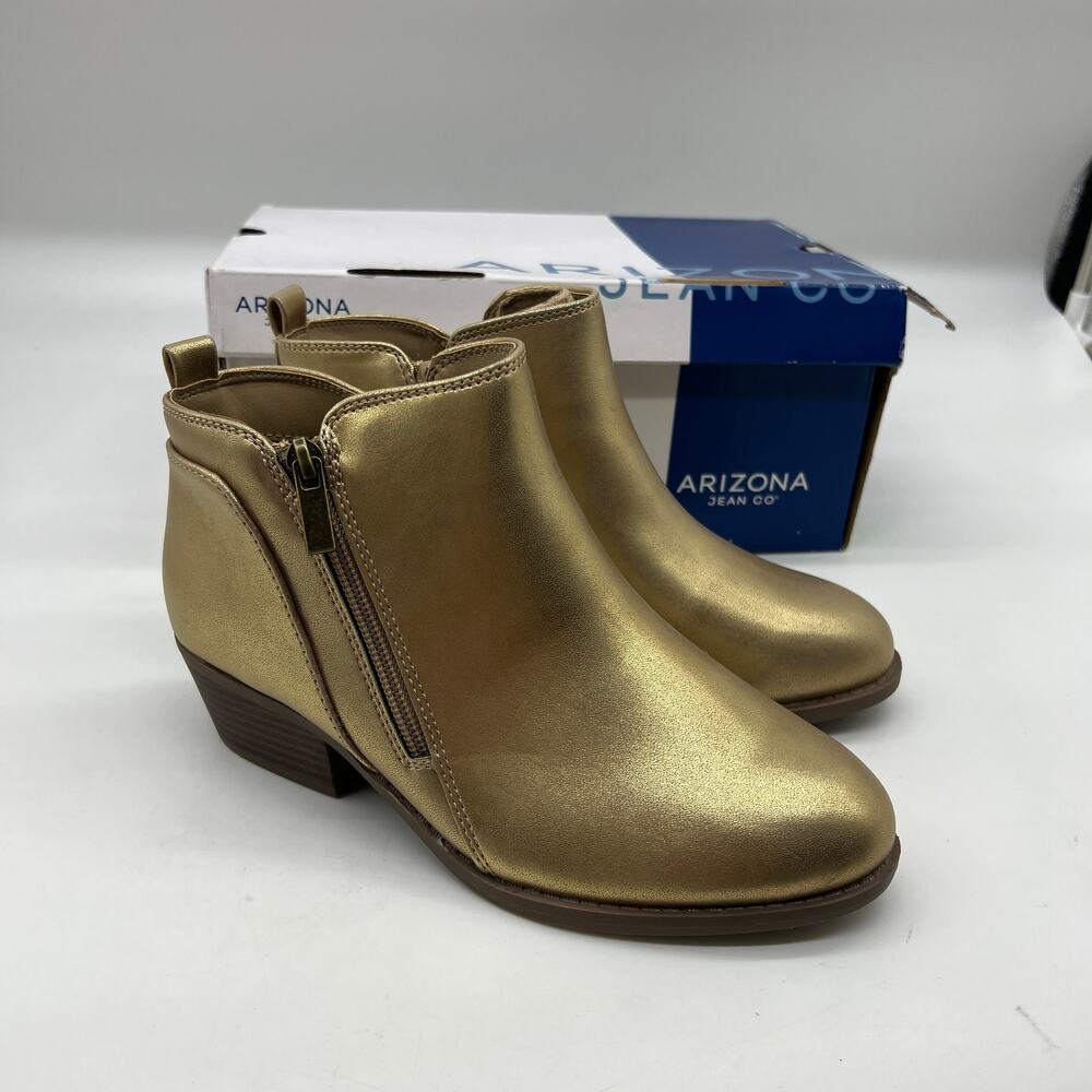 Arizona Jean Co Womens Castle Stacked Heel Booties Gold Size 6W